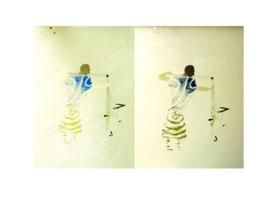 Sérigraphie, pochoir et crayon de papier sur papier e soie ajouré, 2017, 49 x 37 cm