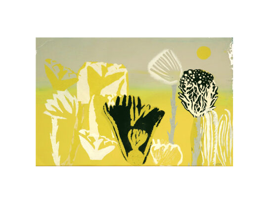 sérigraphie, pochoir, xylographie et collage sur papier, pièce unique, 24x38 cm, 2021