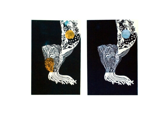Xylographie et collage, impression Anne Carrique, 70 x 50 cm, 2023